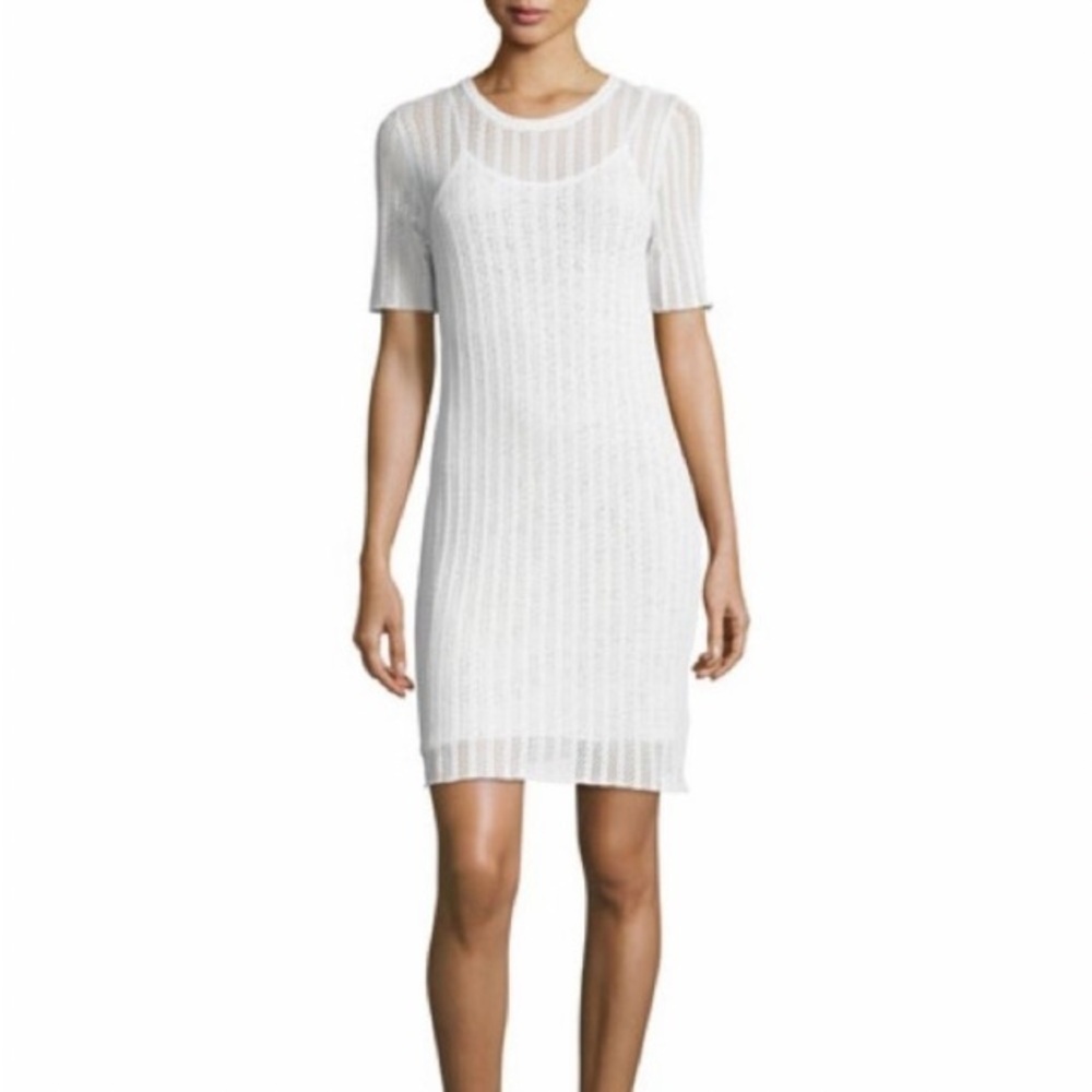 A.L.C. Soft Knit Open Knit Dress Cream White S Designer Bridal Shower Summer
